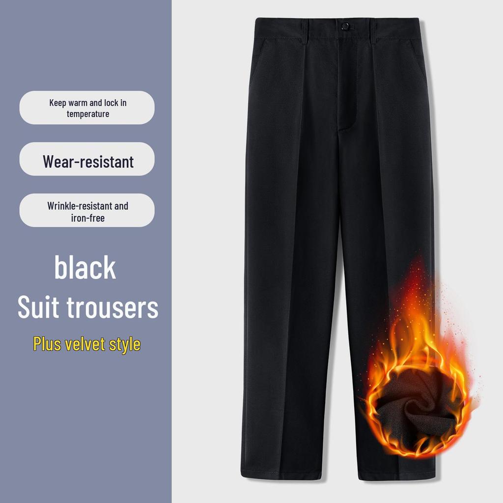 Navy Blue Boys' Velvet-Lined School Uniform and Performance Pants