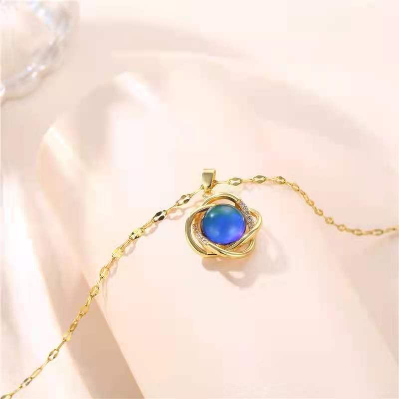 Color-Changing Temperature-Sensing Four-Leaf Flower Necklace Design Light Luxury Qixi Festival Send Friends Network