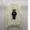 Cartoon Bear Embroidered Jacquard Knit Sweater - Women's Long Sleeve Round Neck