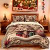 3pcs Merry Christmas Christmas House Print Coreless Down Comforter Set Comfortable Bedroom Dormitory Bedding Holiday Decoration