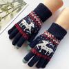 Women's Winter Touchscreen Gloves - Fleece-Lined Wool, Cartoon Deer Design, Warm Cycling Accessory