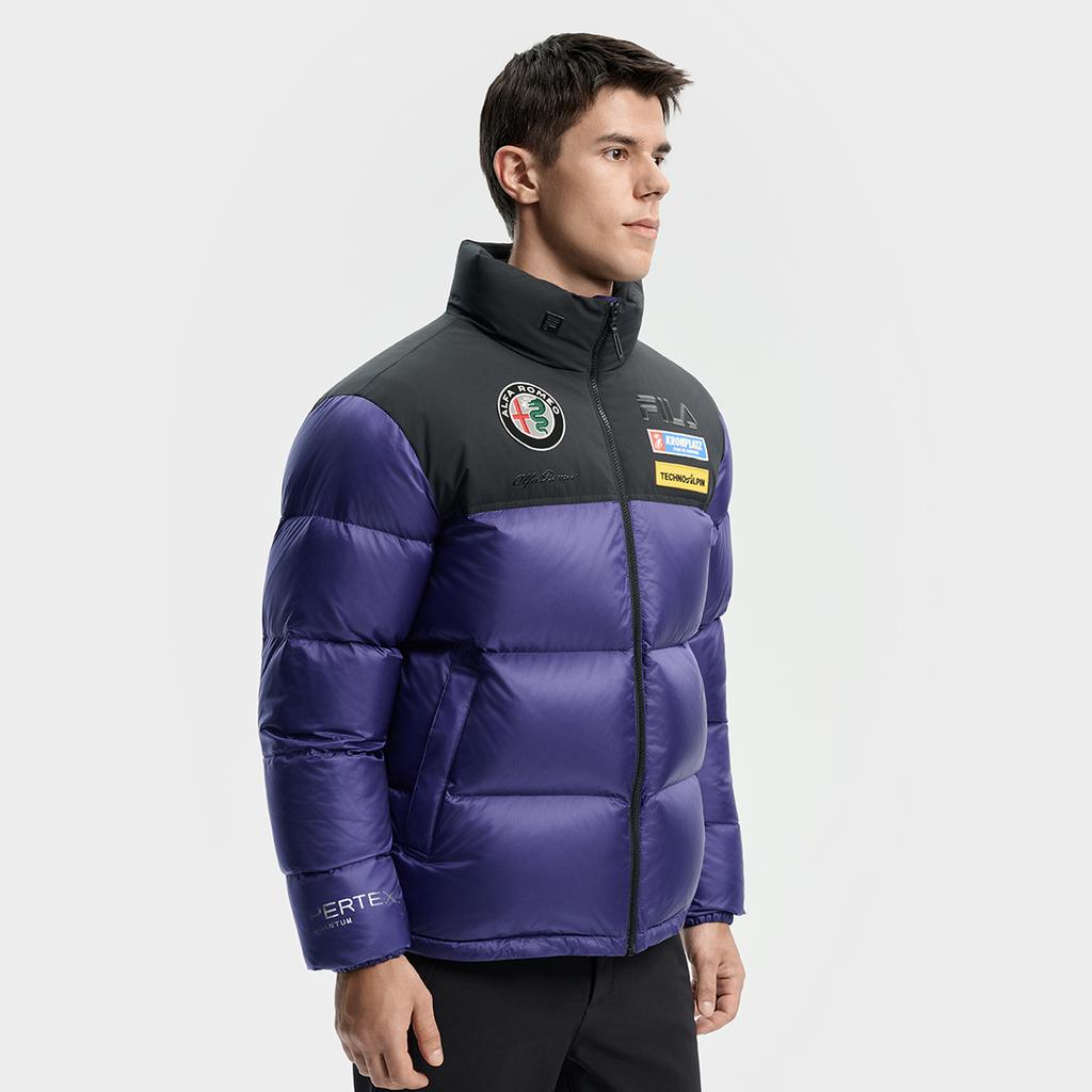 Fila Ski Series 4810 Snow Peak Goose Down Trendy Personality Cool Sports Color Block Warm Stand Collar Woven Down Jacket Men Outerwear A11M546927FDP
