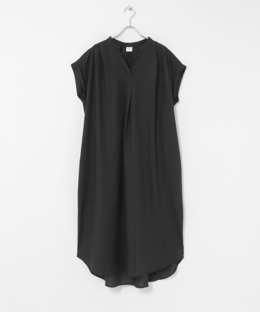 Research Linen Rayon Skipper French Free Size [Urban Doors] Dress, Women's DR26230-2061506, Black,