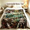 Dog Theme Custom Blanket Personalized Name & Text Customized Soft Warm Throw Blanket Home Decor