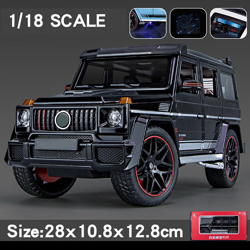 1/18 Scale Benz G800 Off-Road Vehicle SUV Alloy Diecast Model Car Collection Sound & Light Sprayable Gifts for Kids Boyfriend