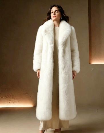 Thickened warm imitation fox fur long loose coat high-end jacket fashionable winter women's clothing