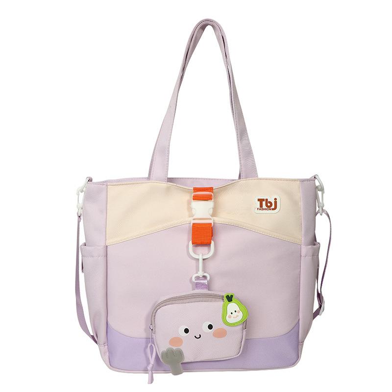Cartoon Women's Shoulder Bag Contrast Color Student Crossbody Bag Large Capacity Tote Bag