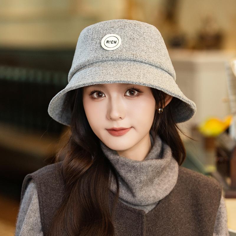 Autumn and Winter Hat for Women's Retro Fisherman Hat Outdoor Windproof Face-proof Small Basin Hat Fashionable and Versatile British Style Warm Hat