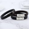 PolishedPlus Customized Men's Bracelet Engraving Names Bangle Stainless Steel Braided Leather Bracelets Dad Father's Day