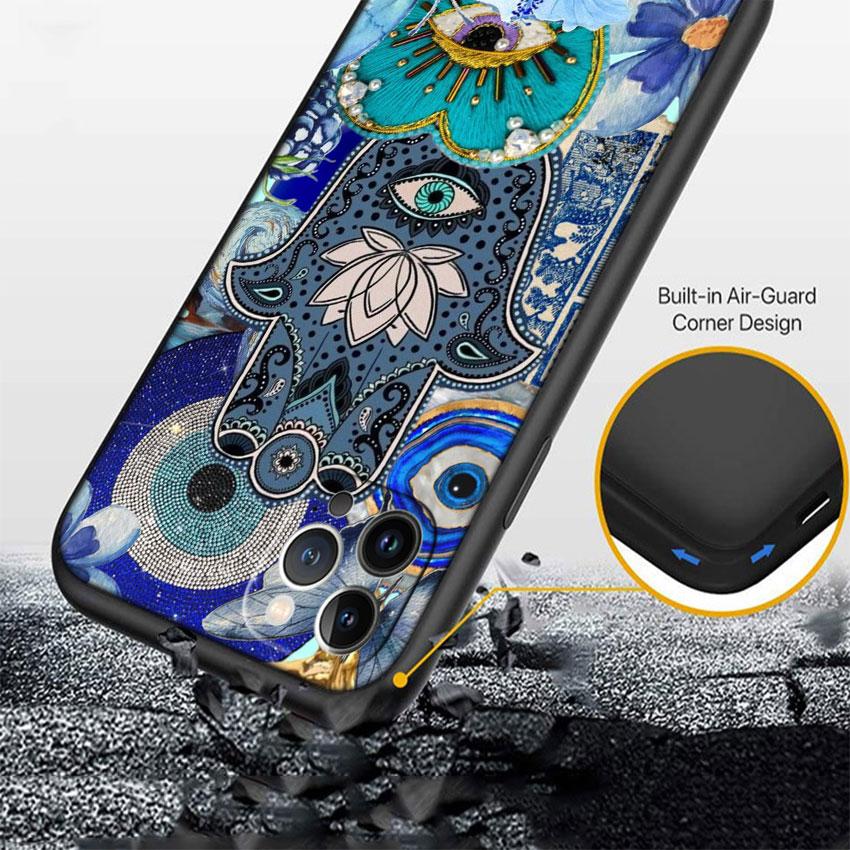 IX19 Hamsa Hand Amulet Case for Samsung Galaxy Note 8 9 10 20 Ultra Lite Plus A03 A06 A16 A11 M21 M35 A72 S25 Core Pro Quantum 2