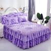 3pcs Bed Skirt Set Solid Color Quilted Thickened Lace Decoration Includes 1 Bed Skirt + 2 Pillowcases Suitable for Home And Hotel