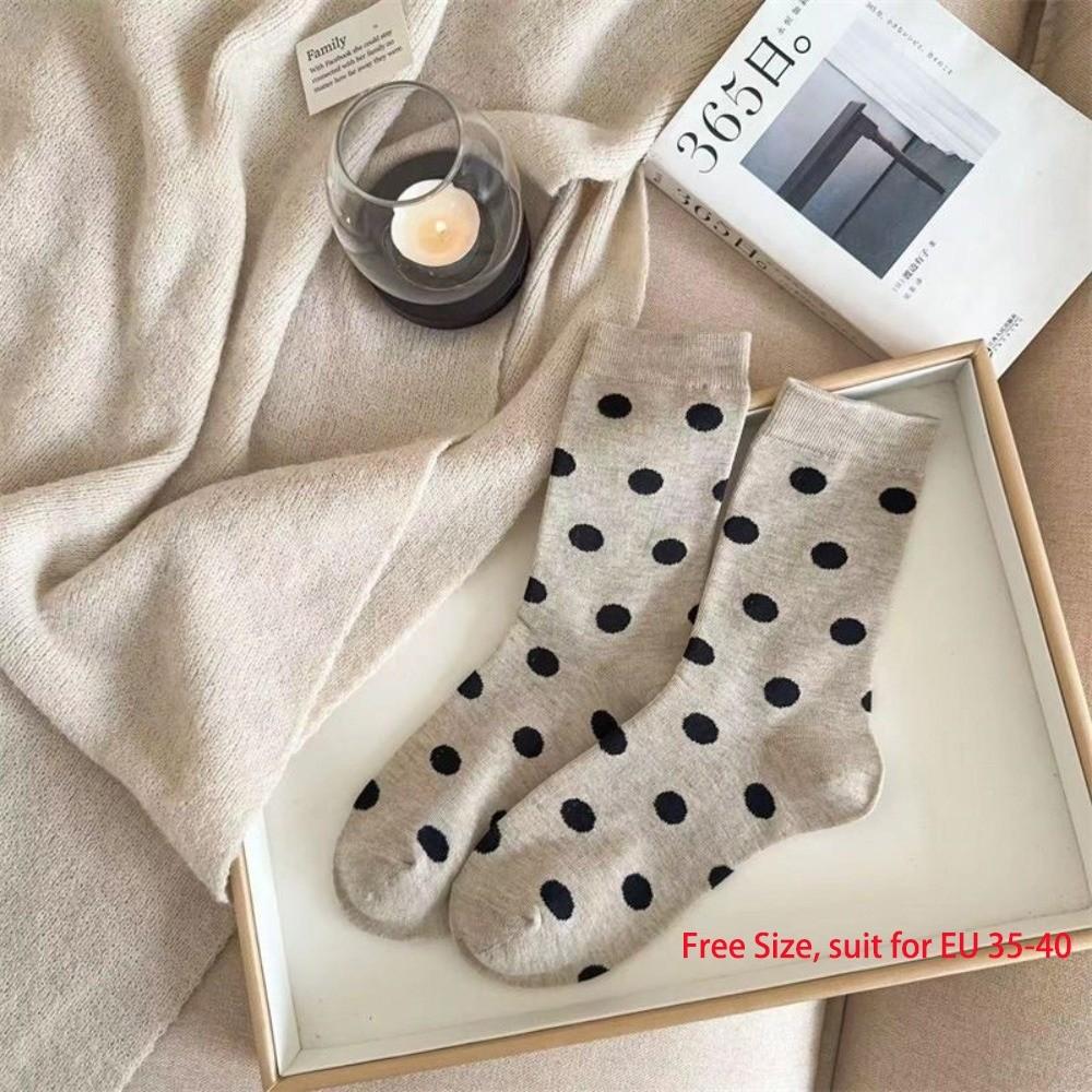 Mid-Calf Length Mid-Calf Crew Socks Polka Dot Pattern Warm Winter Socks Autumn Winter Season