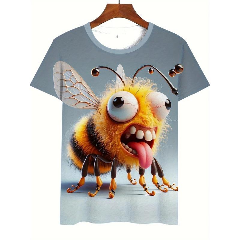 Summer Round Neck Funny Cartoon Pattern 3D Print Top Fashionable Casual Short Sleeved Men's T-shirts
