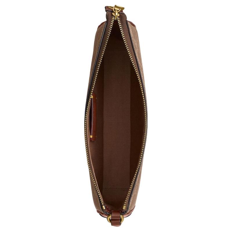 Coach Plaza 22 Brass Metal Hardware Faux Leather and Calf Leather Hand Shoulder Bag Small Women's Brown