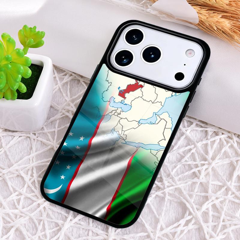 Uzbekistan Flag Coat Of Arms Shockproof Phone Case for iPhone 17 Air 16e 15 11 12 14 13 Pro Max Cover Coque