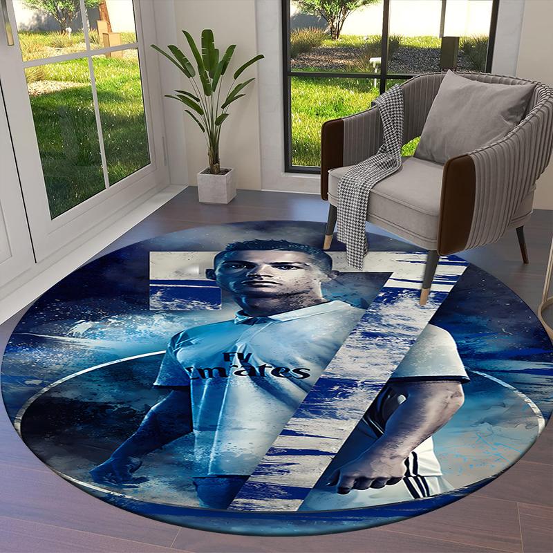 CR7 Round Area Rug,Carpet Rug for Living Room Bedroom Sofa Playroom Decor,Non-slip Floor Mat