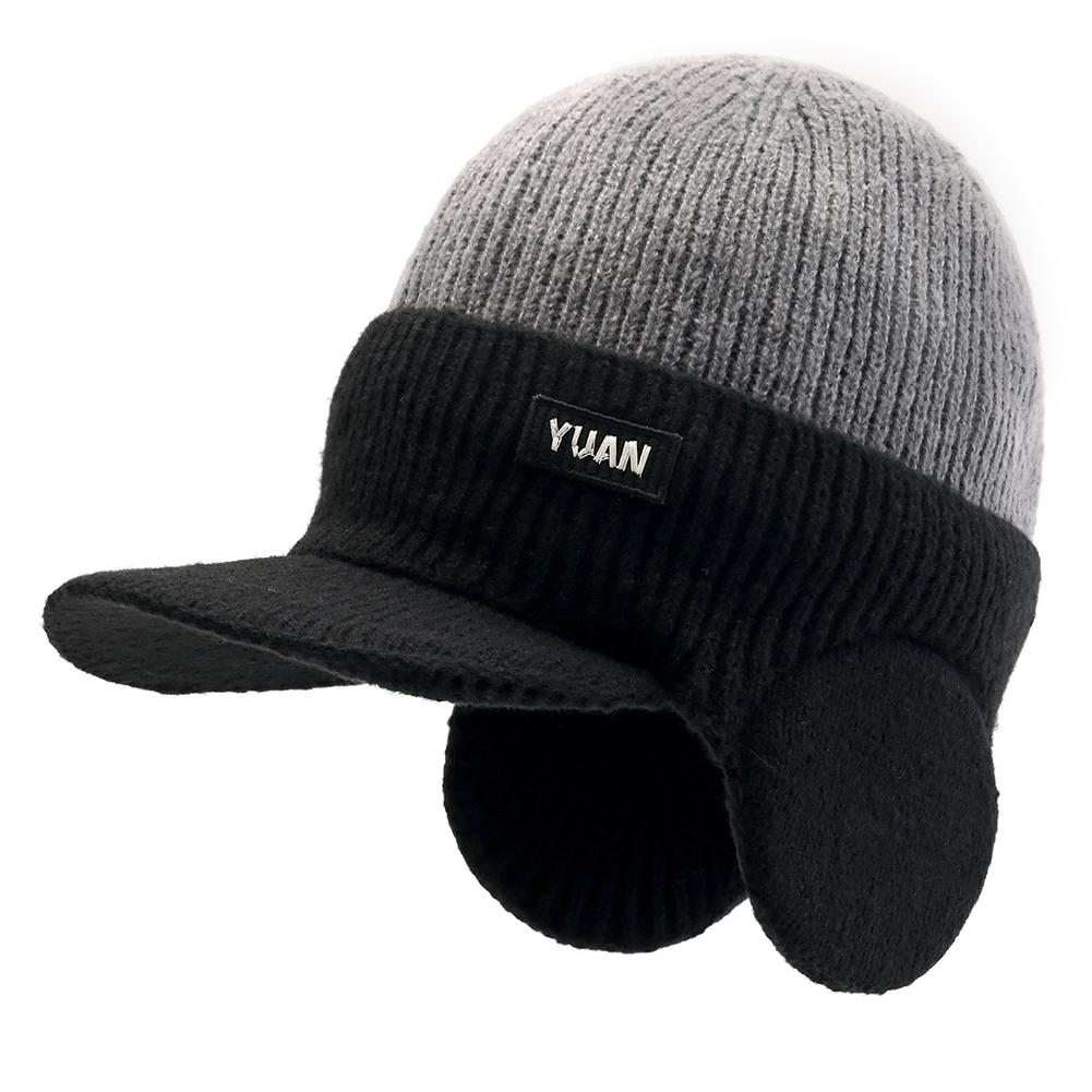 Men's Winter Baseball Cap with Ear Flaps, Dad Hat Thermal Ear Protection Knit Baseball Cap for Men Outdoor Sports Walk Running