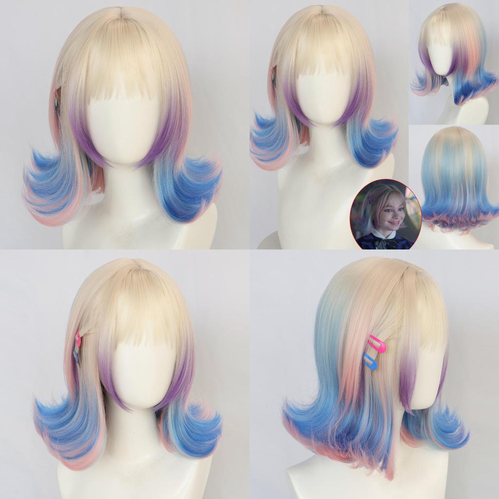 Cosplay Wavy Short Wig With Hightemperature Silk For Addams Costume
