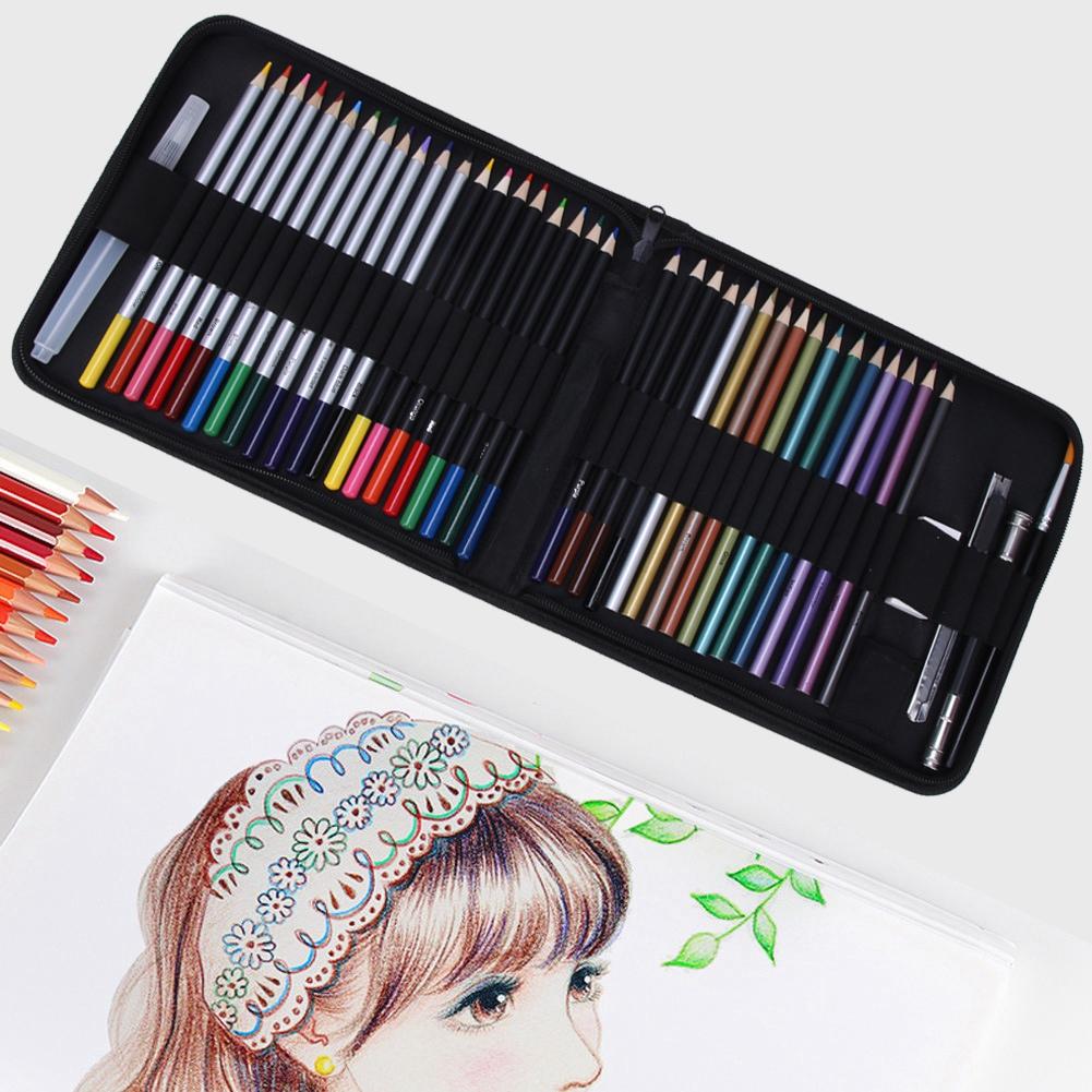 44Pcs Colorful Color Pencil Set School Stationery Art Supplies with 1Pc Portable Zipper Bag