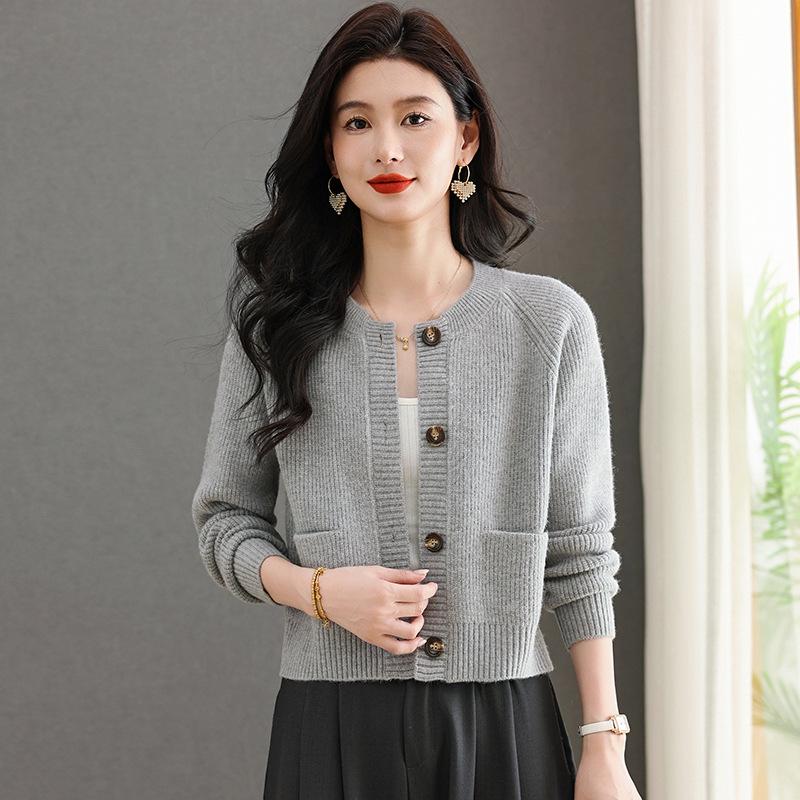 Damen Petit Rundhals Strick-Cardigan & Passendes Rock-Set - Einfarbig, Herbst/Winter Kollektion