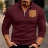 Winter new casual men's half-zipper stand-up collar sticker bag thick sweater pullover