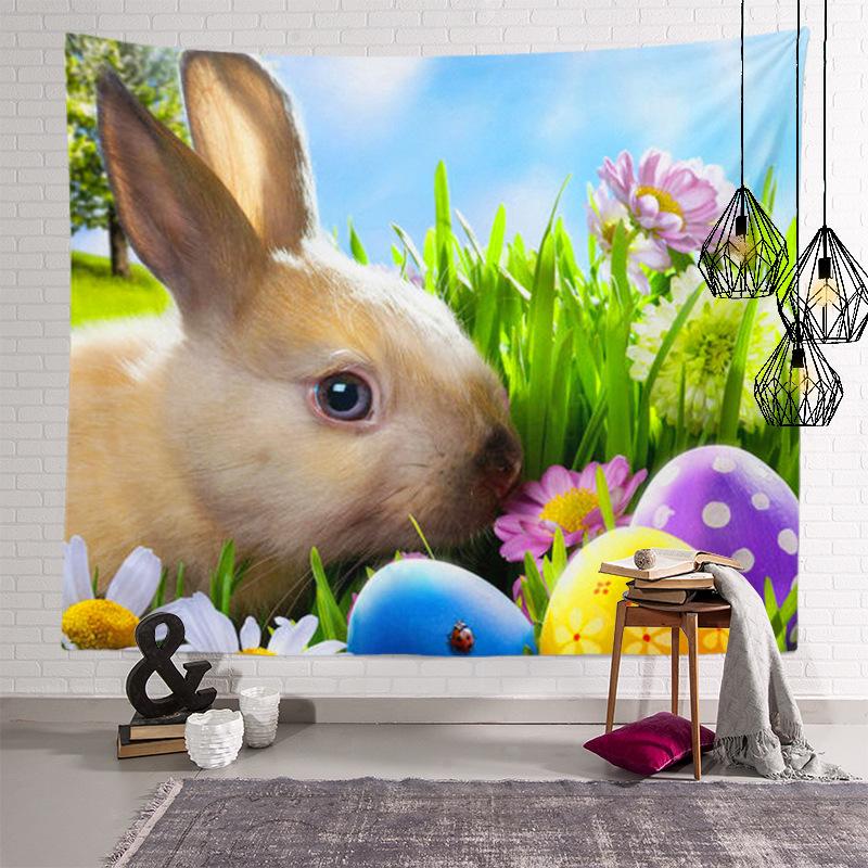 Home Decoration Easter Series of Easter Egg Printing Polyester Tapery Tapestry Is Suitable for Bedroom Living Room Tapiz