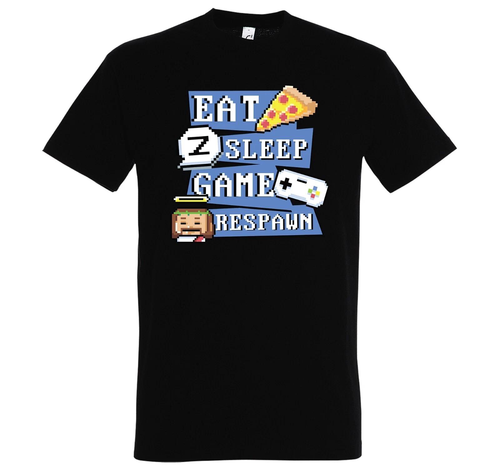 Men s T-Shirt Eat Game Respawn Logo Slogan Gaming Gamer Player Fun Food XL