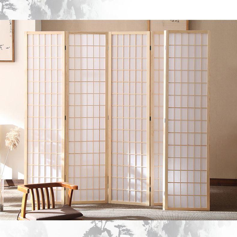 Solid Wood Japanese Folding Screen - Modern Lattice Design for Living Room, Office, or Entrance Hall