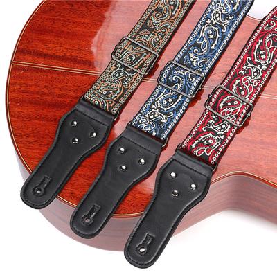 Universal Guitar Strap Adjustable Nylon Shoulder Strap Belt Embroidered Guitar Strap for Acoustic Electric Bass Guitar