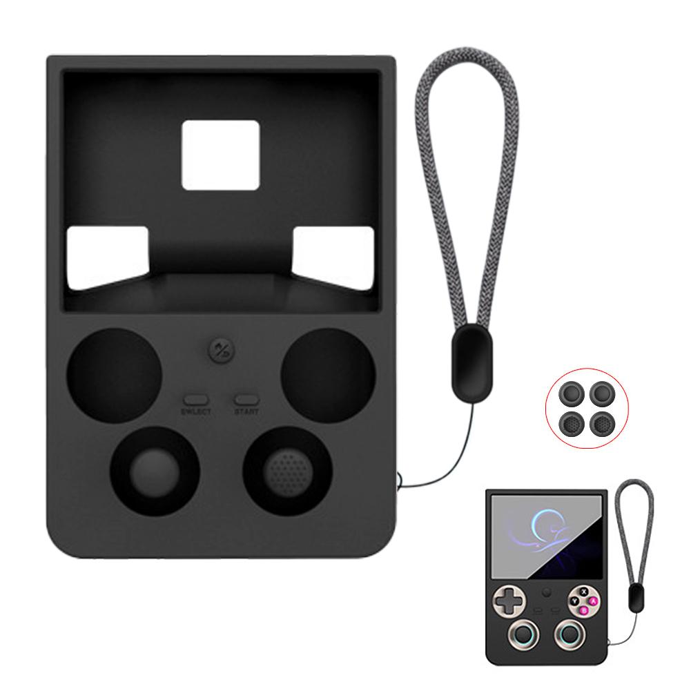 1 шт. Чехол для ANBERNIC RG 477V, полностью закрывающий, силиконовый, мягкий, защитный, ударопрочный, с подставкой, для аксессуаров ANBERNIC RG477V чёрный