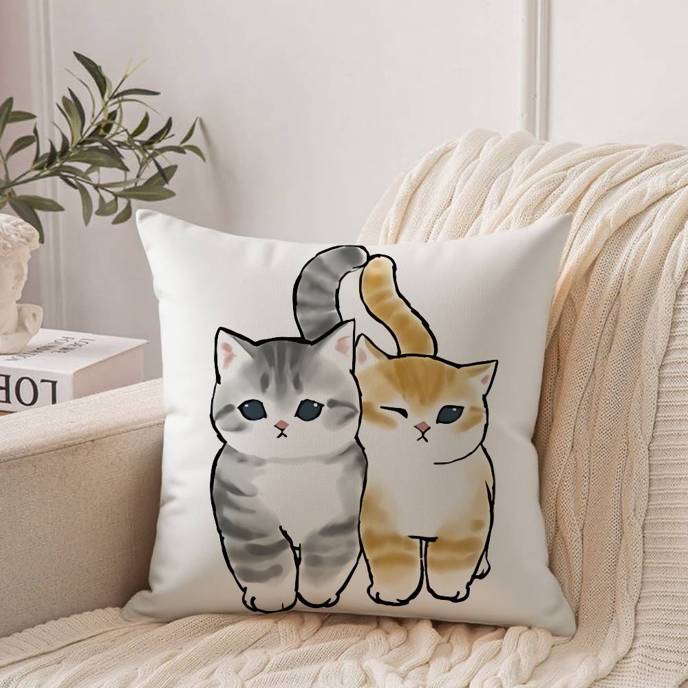 Hand Drawn Cute Cat Pillow Case Home Decor Throw For Sofa Bed Car Room Decor Gift Idea