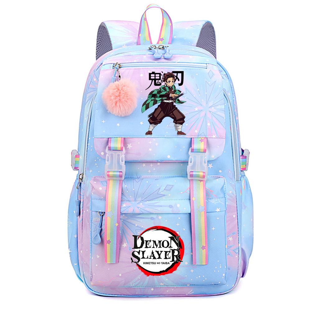 Roztomilý anime batoh s potiskem Demon Slayer pro dospívajícího studenta Školní taška Velkokapacitní Vodotěsná Cestovní taška Dárek