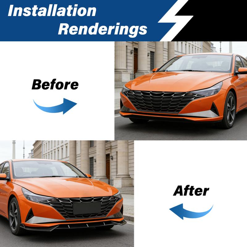 For Hyundai Elantra 7Th 2021 2022 2023 2024 Sport Racing Style Car Front Bumper Lip Spoiler ABS Splitter Body Modification Kit
