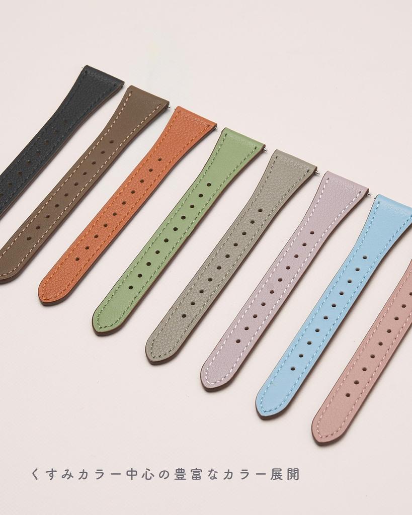 Slimme Horlogeband 20mm Echt Leer Vervangende Band [monomam] Dames (Riembreedte 20 mm) (Klei)