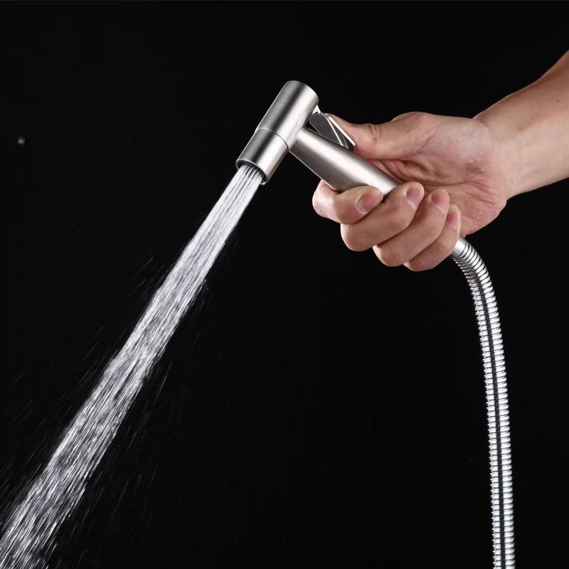 Modern Style Portable Handheld Toilet Bidet Sprayer Stainless Steel for Home or Hotel Bathroom Cleaning