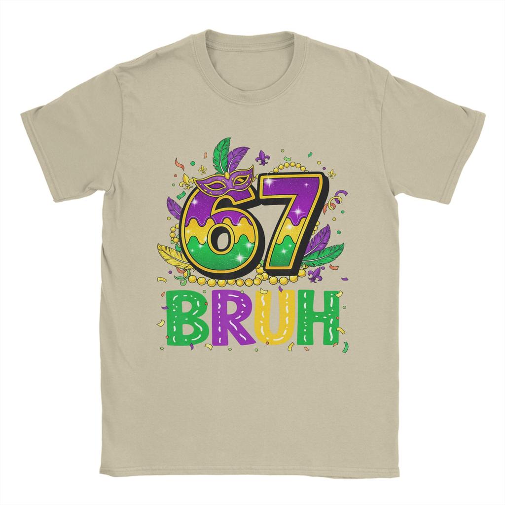 Bruh Six Seven Meme Mardi Gras Cotton TShirt For Unisex Summer YK Basic TShirts Crew Neck Hipster Tee Shirt Plus Size