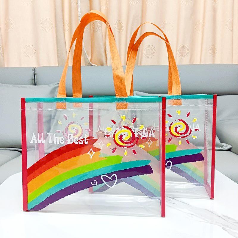 Regenbogen Clear PVC Tragetasche für Damen - Kleidung, Einkaufen, Souvenir, DIY, Festival, Kindergarten Geschenk
