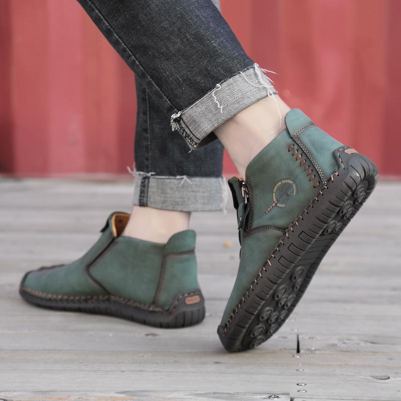 Herr Stövlar i äkta läder Mode Blixtlås Skor Läder Herr Ankelboots