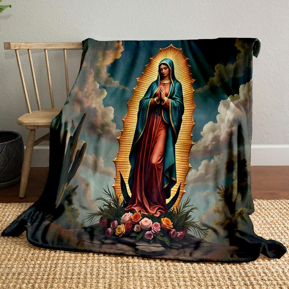 "Virgin Mary with Radiant Aura Design" Print Blanket Soft and Cozy Perfect for the Living Room Bed Sofa or a Nap,gift