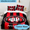 3PCS Custom Name Cap Logo Design Bedding Set, Including 1pc Duvet Cover And 2pcs Pillowcases, Suitable for Dorms and Bedrooms Gift
