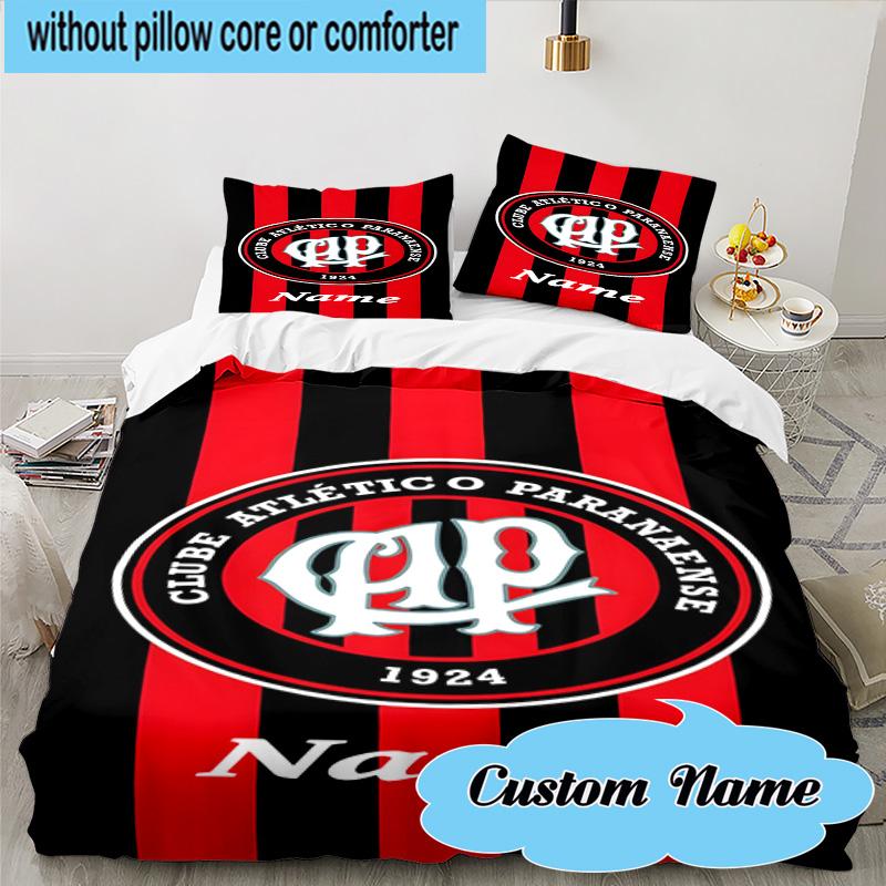 3PCS Custom Name Cap Logo Design Bedding Set, Including 1pc Duvet Cover And 2pcs Pillowcases, Suitable for Dorms and Bedrooms Gift