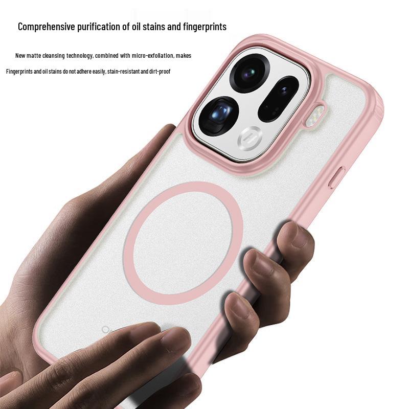 OPPO Find X9 Pro/Realme GT7 Magnetiskt Pansar Frostat Transparent Stöttåligt Telefonskal