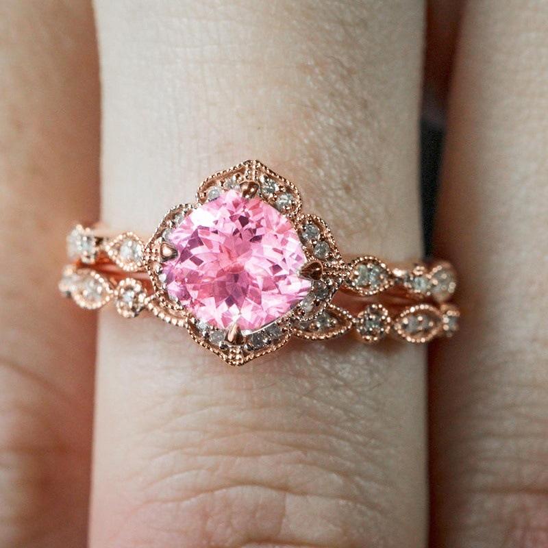 

Huitan Белый/шампанское/розовый CZ набор колец для женщин розовое золото цвет 2 шт кольца для пальцев свадебная вечеринка двойная одежда модные ювелирные изделия 7