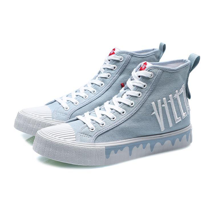 Li Ning Slip Resistant Durable Lightweight High Top Canvas Shoes Men Sneakers Blue AGCP279-3