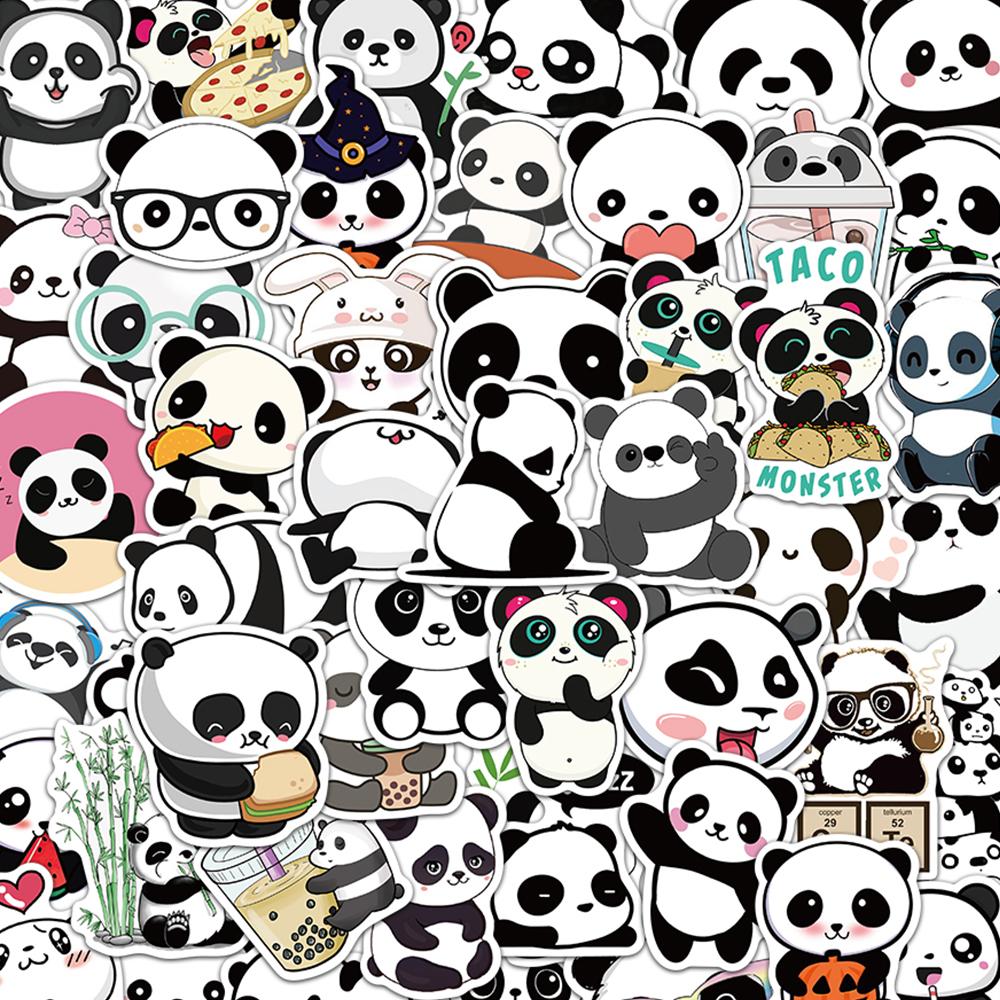 50PCS Cartoon Cute Panda Stickers Aesthetics PVC Stationery Children's Sketchbook Notebook Diary Decoration Scrapbook Supplies