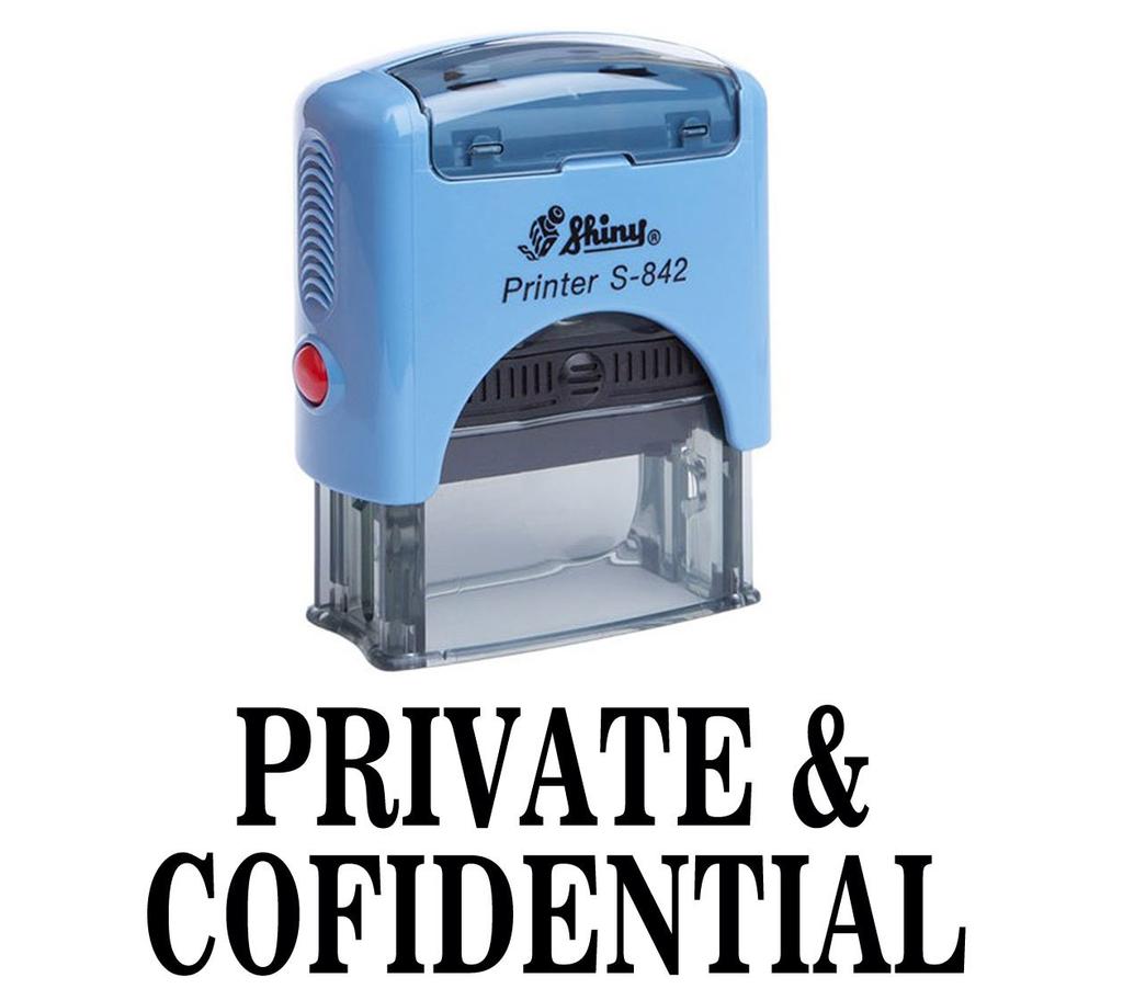 PRIVATE & CONFIDENTIAL Self Inking Rubber Stamp Custom Shiny Office Stationary