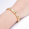 Bracelet Magnétique Santé Rose Doré Punk 8mm Zircon Rose Bijou pour Femme Hiphop Acier Inoxydable Chaîne Biker Moto Bracelet