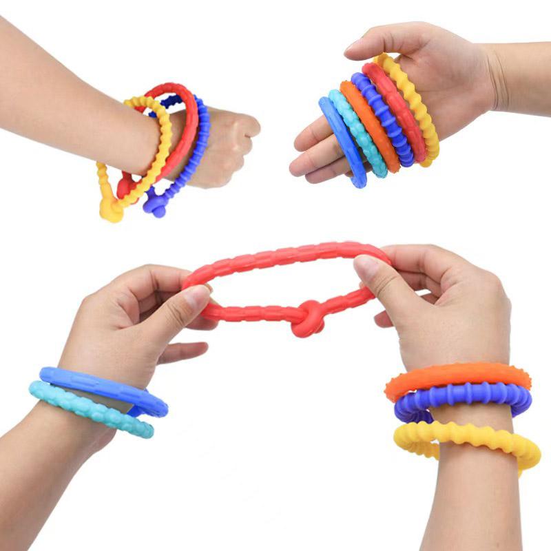 Toys 6PCS Sensory Stick Textured Silicone Stretchy Strings Fidget for Calming Down Anxiety ADHD Autism Stress Relief Gifts