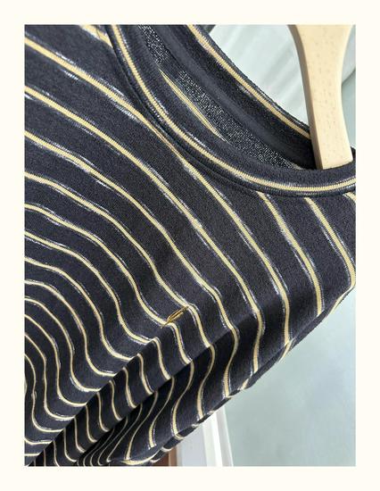Xiao Wang's 52009 Autumn Korean-Style Loose Plus Size Casual Striped Round Neck Long Sleeve T-shirt