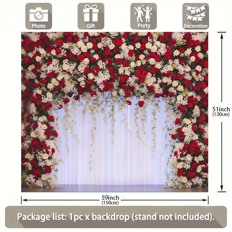 Elegant red and white rose party background: perfect for birthdays, anniversaries,bachelorette parties, etc-bracket not included